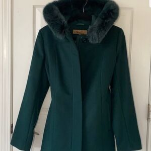 Sachi Lambswool Coat With Fox Fur Trim